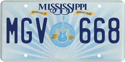 MS license plate MGV668
