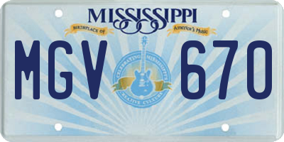 MS license plate MGV670