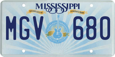MS license plate MGV680