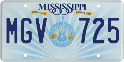 MS license plate MGV725