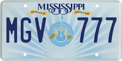 MS license plate MGV777
