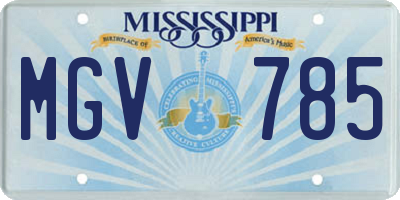 MS license plate MGV785
