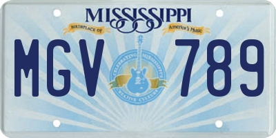 MS license plate MGV789