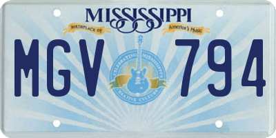 MS license plate MGV794