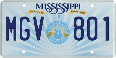 MS license plate MGV801