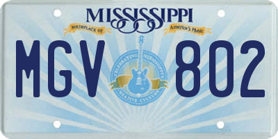MS license plate MGV802