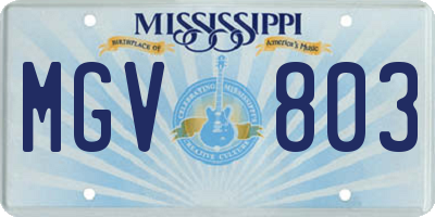 MS license plate MGV803