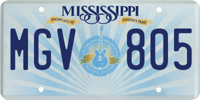 MS license plate MGV805