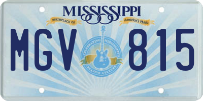 MS license plate MGV815