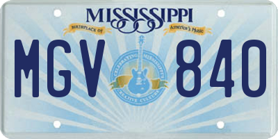 MS license plate MGV840