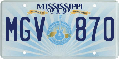MS license plate MGV870