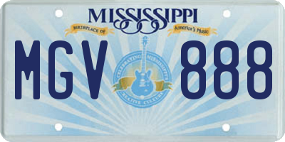 MS license plate MGV888
