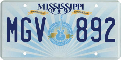 MS license plate MGV892