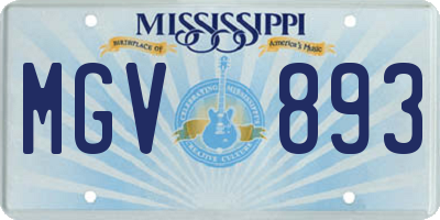 MS license plate MGV893