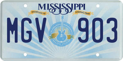 MS license plate MGV903