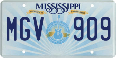 MS license plate MGV909