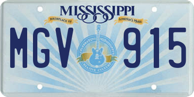 MS license plate MGV915