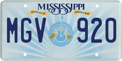 MS license plate MGV920