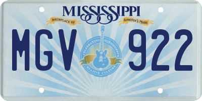 MS license plate MGV922