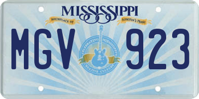 MS license plate MGV923