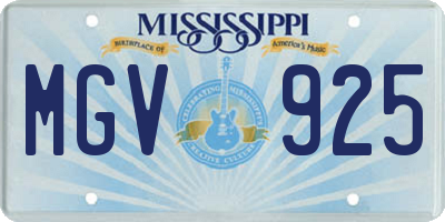 MS license plate MGV925