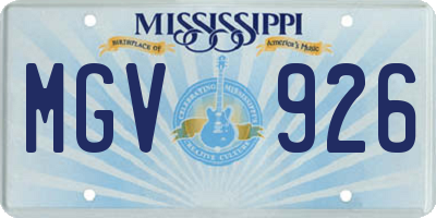 MS license plate MGV926