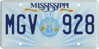 MS license plate MGV928