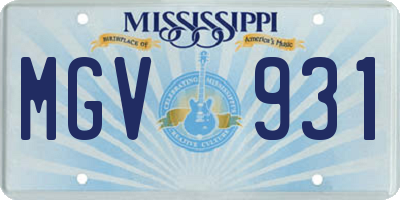 MS license plate MGV931