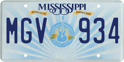 MS license plate MGV934