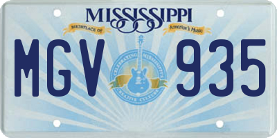 MS license plate MGV935