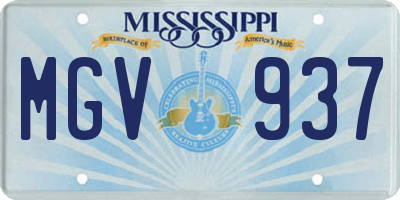 MS license plate MGV937