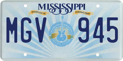 MS license plate MGV945