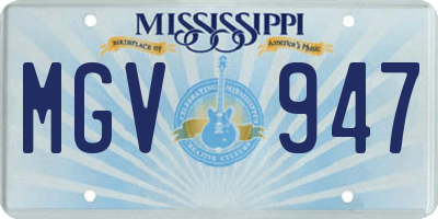 MS license plate MGV947