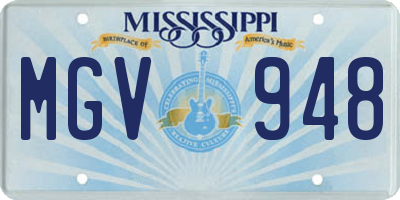 MS license plate MGV948
