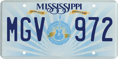 MS license plate MGV972