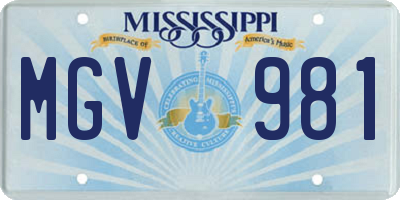 MS license plate MGV981