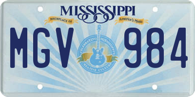 MS license plate MGV984