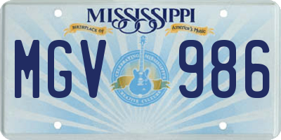 MS license plate MGV986