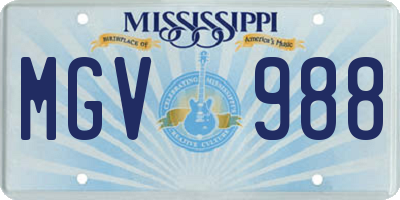 MS license plate MGV988