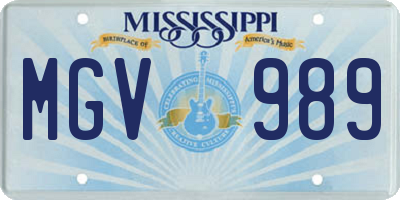 MS license plate MGV989