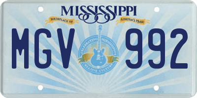 MS license plate MGV992
