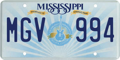 MS license plate MGV994