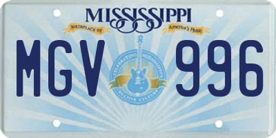 MS license plate MGV996
