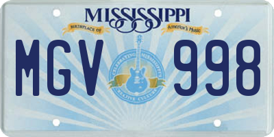 MS license plate MGV998