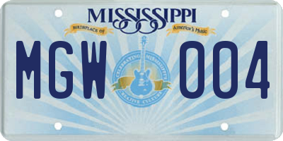 MS license plate MGW004