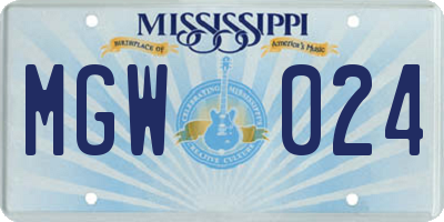 MS license plate MGW024