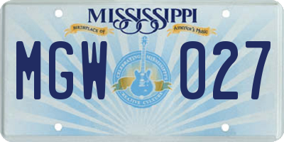 MS license plate MGW027