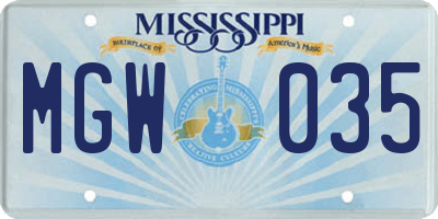 MS license plate MGW035