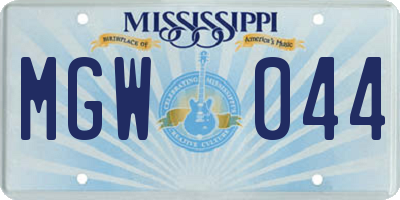 MS license plate MGW044