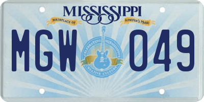MS license plate MGW049